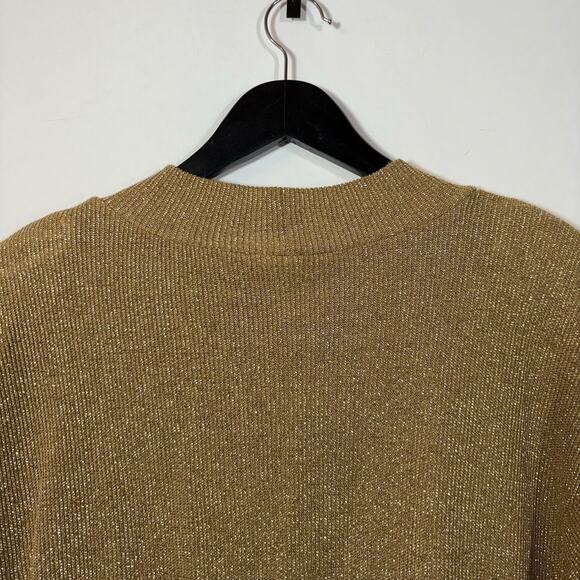 Metallic Gold Sweater Mockneck Pullover Jumper XL 1980s USA Made Glitter Holiday - Picture 8 of 14